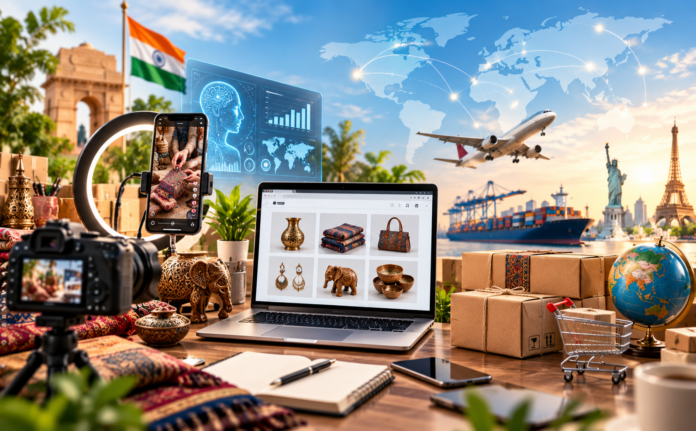 E-commerce export business from India using AI, social media and international logistics
