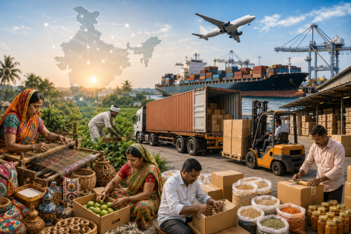 Indian districts connected to global export markets through local production and logistics